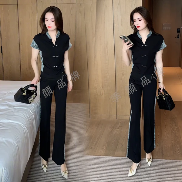 2025新款夏季新款新中式穿搭气质显瘦时尚洋气休闲时尚套装36