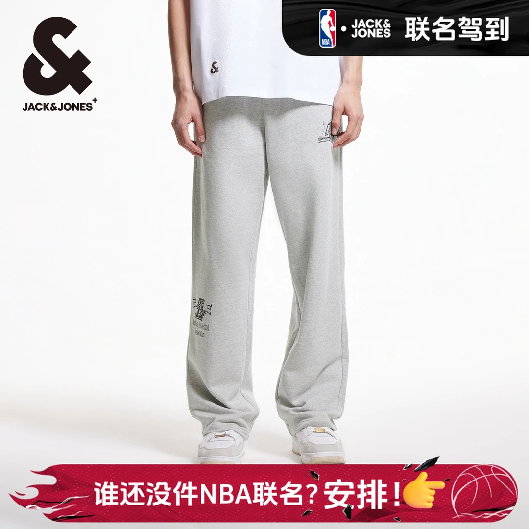 杰克琼斯男士运动裤卫裤NBA联名湖人队纯棉百搭宽松休闲裤子男装
