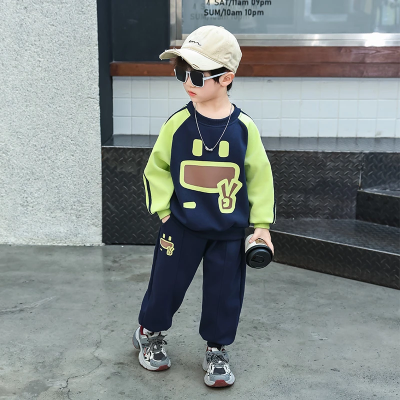 男童春装卫衣套装2025新款洋气小男孩运动衣服儿童春季时髦两件套