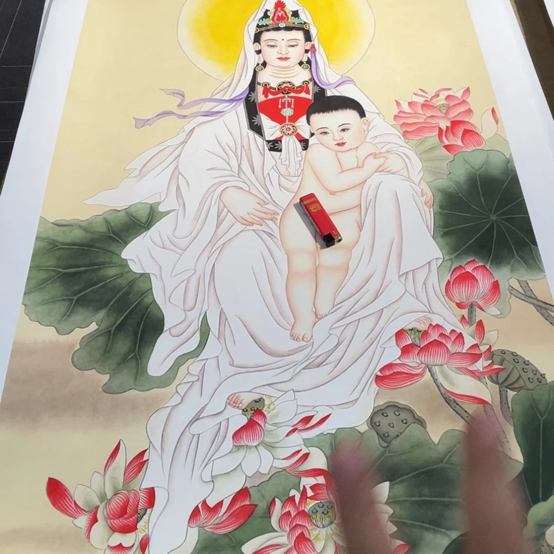 国画精品送子观音作品