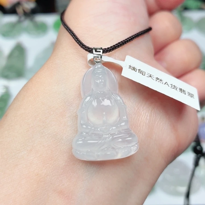 翡翠18K金镶嵌颈饰缅甸天然A货翡翠