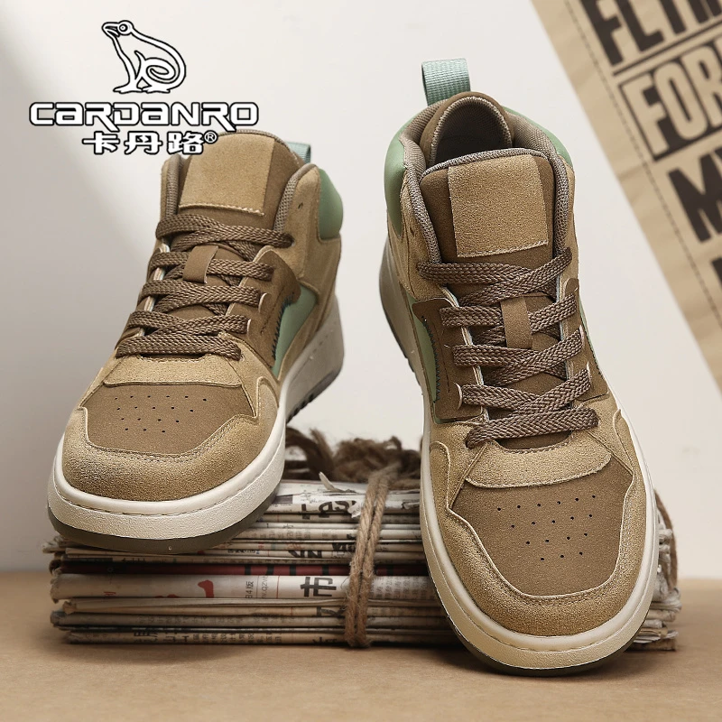 意大利卡丹路高帮男鞋秋季复古百搭运动板鞋青少年厚底增高休闲鞋