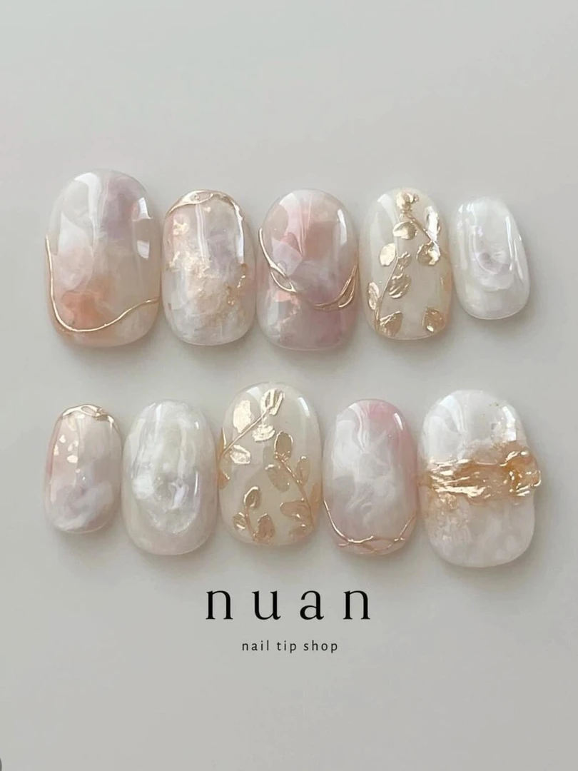 花样年华纯手工穿戴甲短款粉色清新仙气纯欲ins风美甲甲片贴片