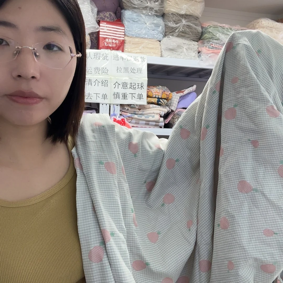 棉灰色格子双人床笠