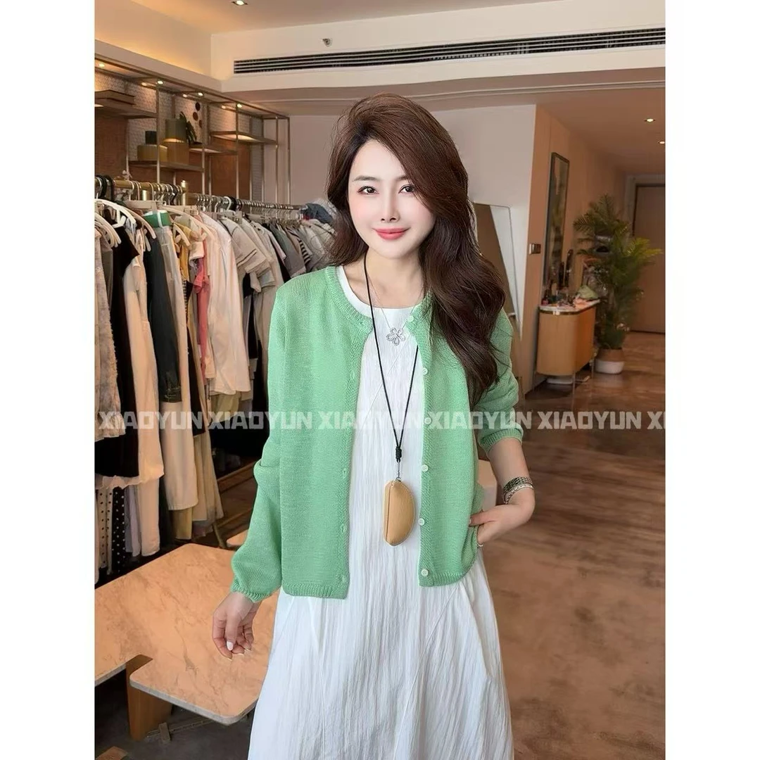 敞开穿开衫 小允姐姐2025新款气质时尚高级压领排扣开衫