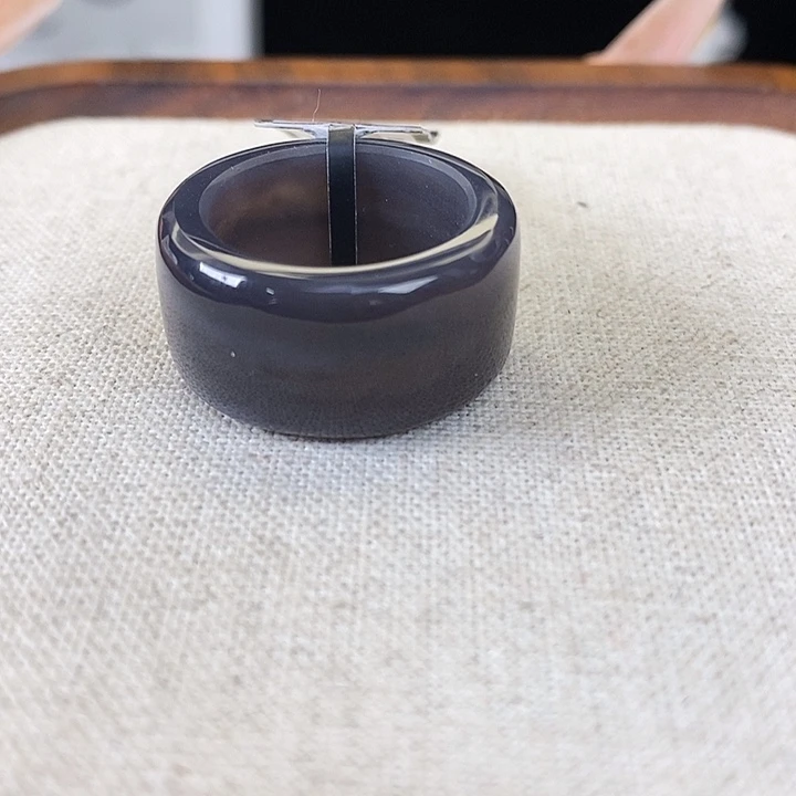 和田玉（糖玉）未镶嵌戒指Z83 直切烟灰紫。17.7