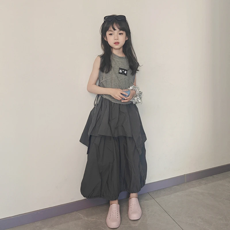 小孩衣服夏装2025新款儿童女孩半身裙套装女童夏季网红背心两件套