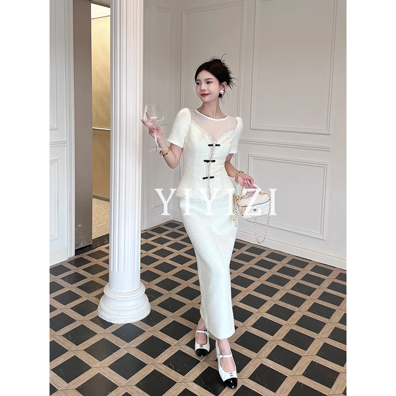 依依子【怦然心动】白色蕾丝连衣裙女夏季长裙2025新款炸街气质裙子