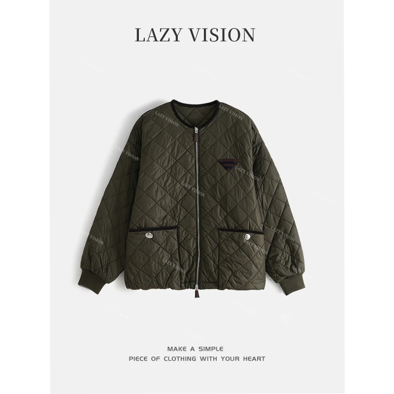 LAZYVISION菱格轻薄款三防休闲女士棉服ZMD-31173