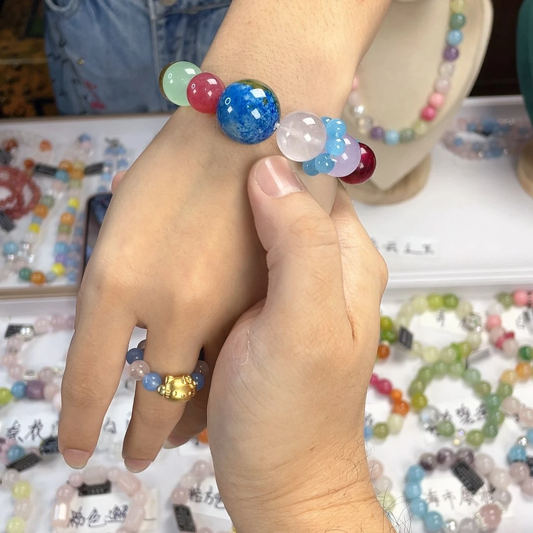 水晶手链银S925镀金镶嵌