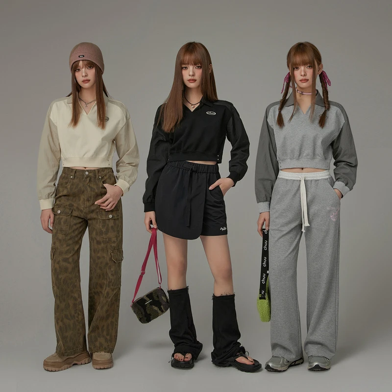 002W【云C专属】CHUU翻领撞色运动休闲风长袖卫衣-F