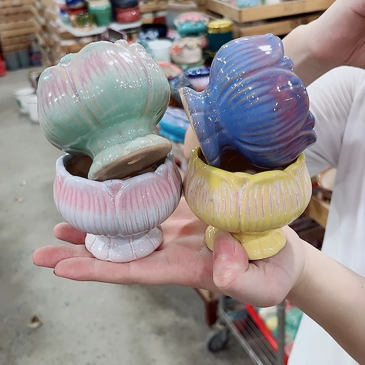 有孔.凑单10元陶瓷花盆发货！
