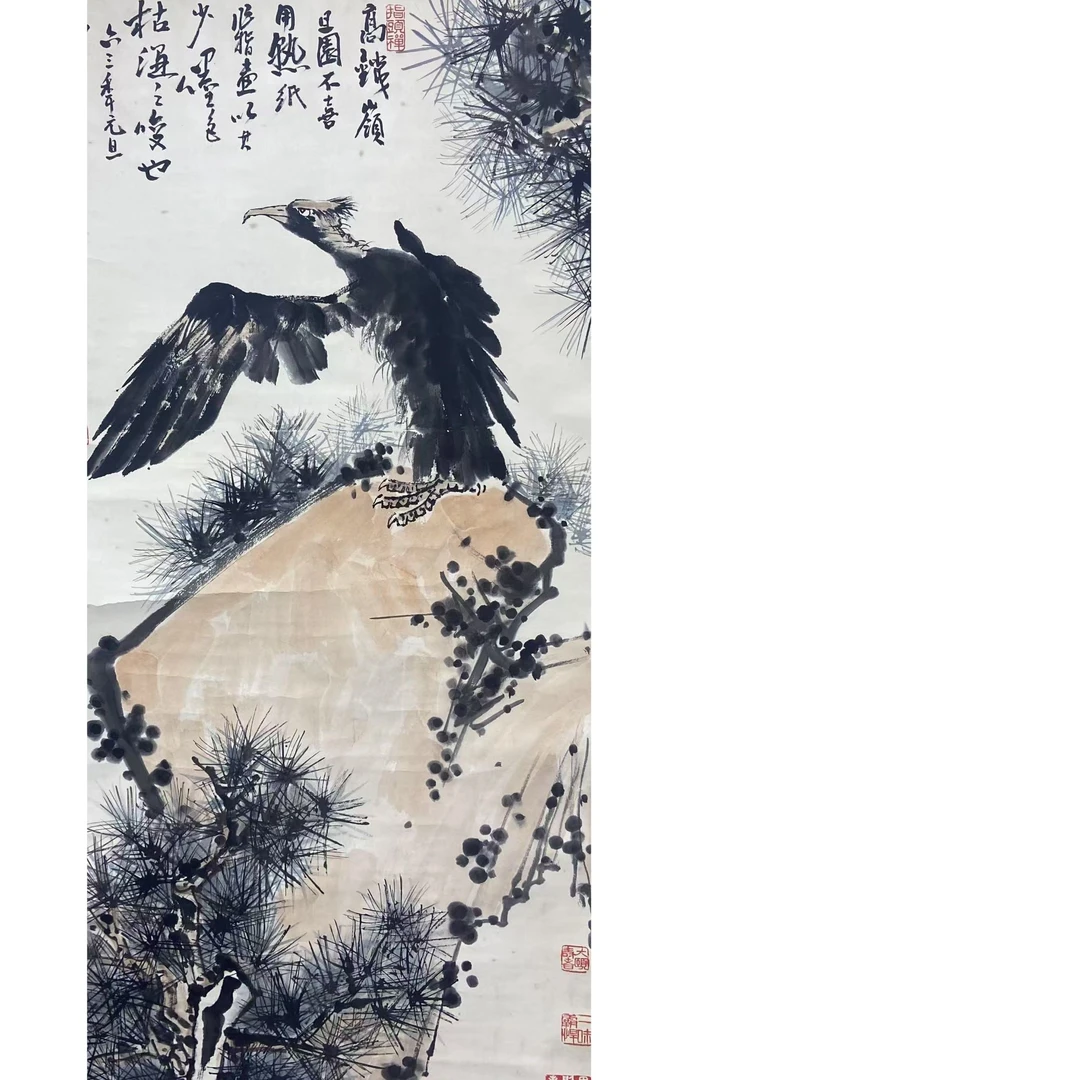 潘 老鹰立轴135 65 7.8平尺