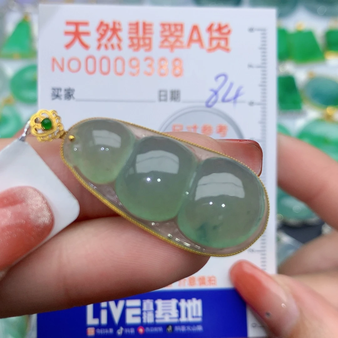 翡翠颈饰18K金镶嵌z**?豆子