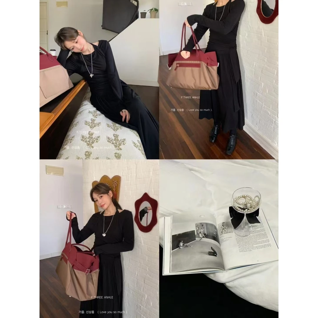 J-19668#三姐妹#韩系极简风设计感挂脖垂感连衣裙（福利）