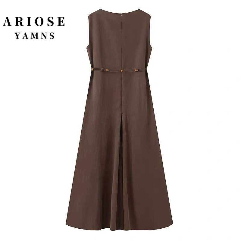 艾诺丝商场同款 无袖时尚长裙连衣裙女士拼接夏季A字裙吊带裙裙子