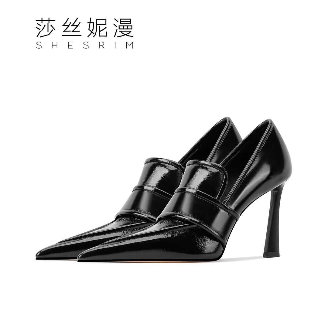 秋冬季高跟女士深口单鞋尖头细高跟黑色百搭秋高跟鞋乐福鞋