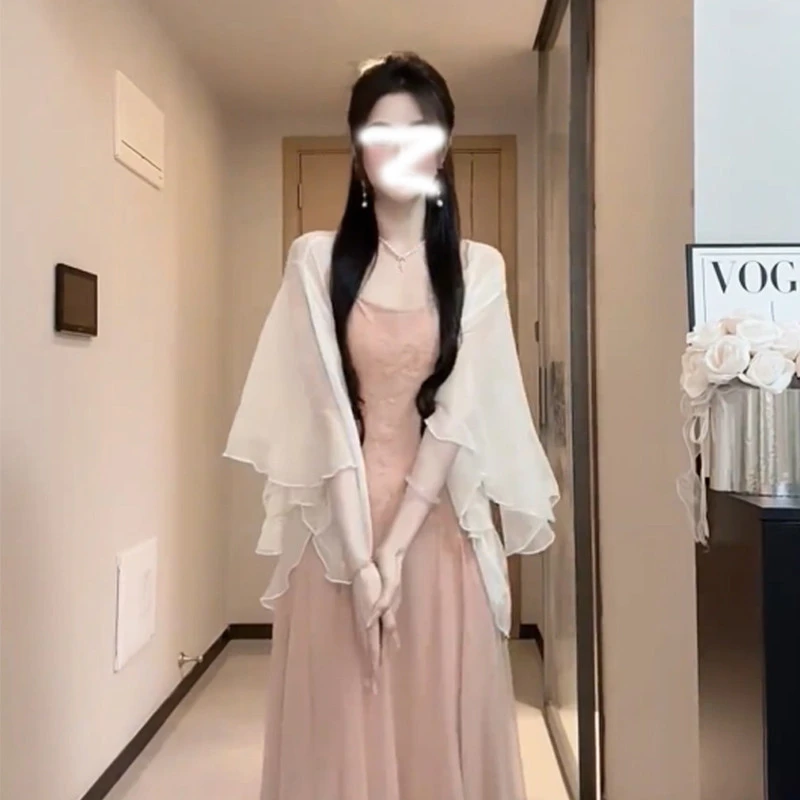 超仙气雪纺防晒衣女夏季配裙子外搭披肩薄纱开衫外套透气罩衫上衣
