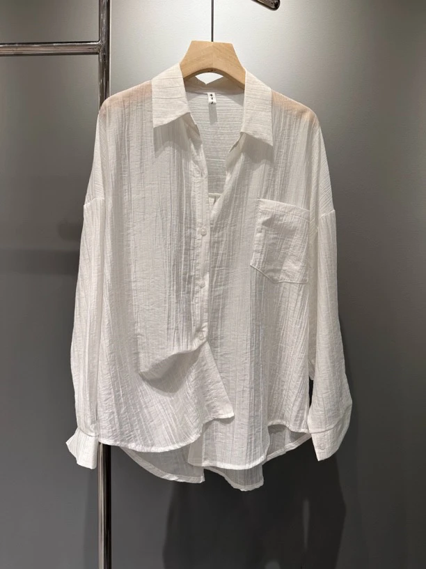 2210防晒衣设计感2025春秋宽松长袖休闲通勤衬衣外套