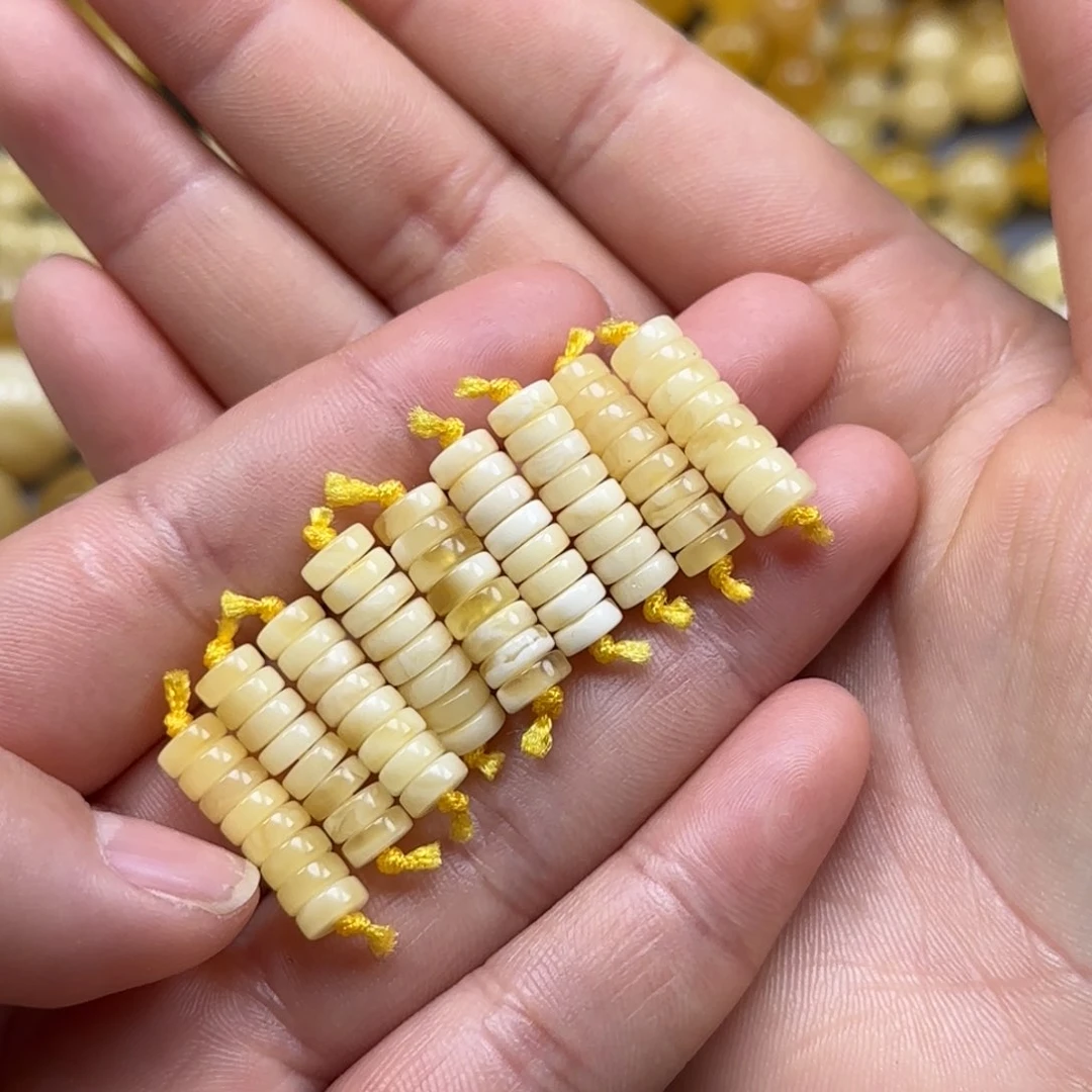 琥珀珠宝奇石未镶嵌俄料精工蜜蜡隔片6mm