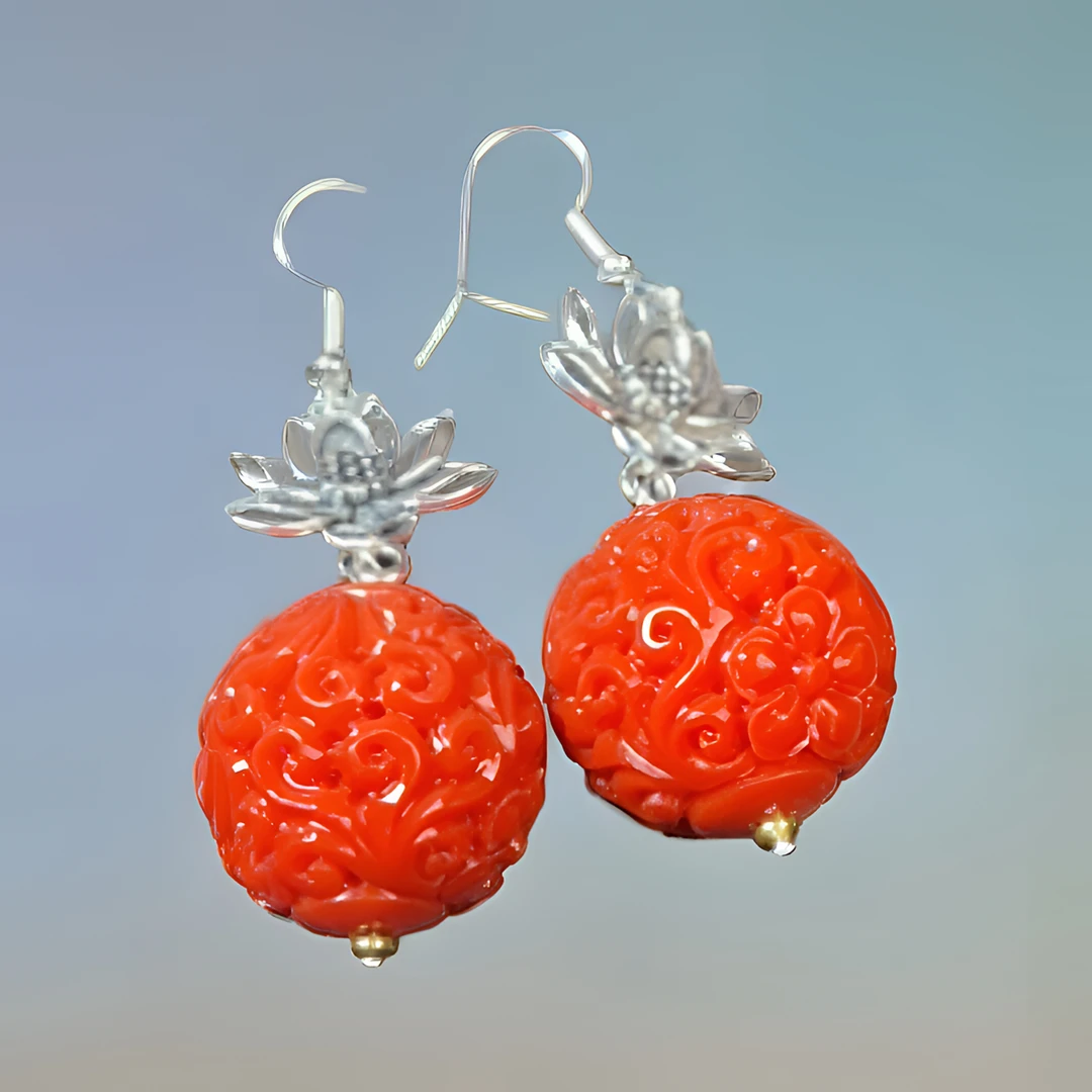 Y189陌陌红花开富贵款2.0耳饰