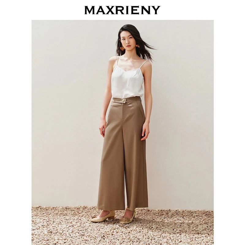 【蜜思仝】MAXRIENY阔腿裤不对称修身显瘦通勤高级气质感裤子