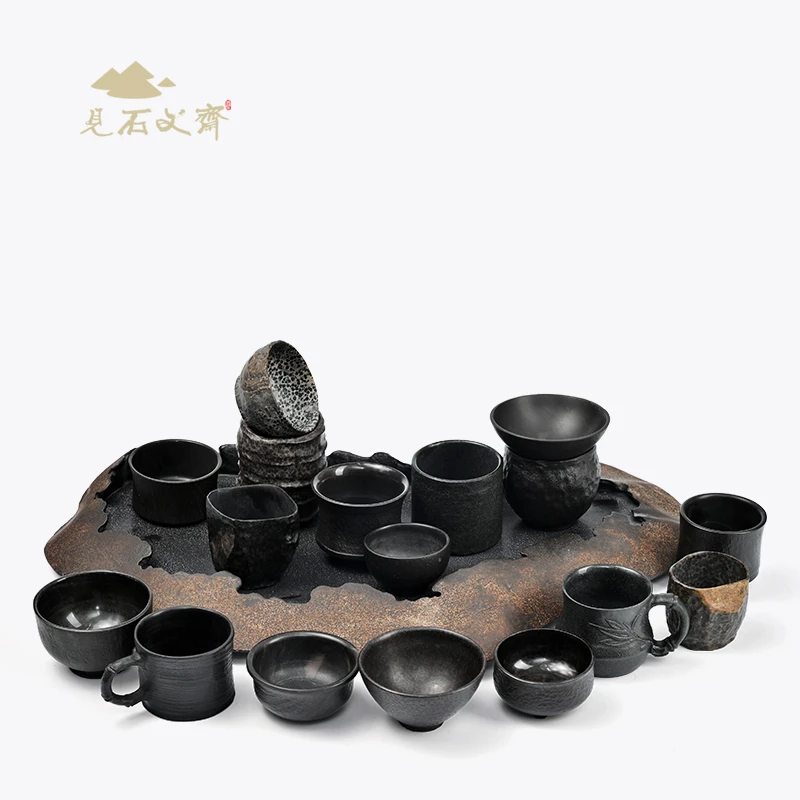 【茶杯集合】见石文斋小众纯手工石头水杯茶杯功夫茶主人杯全手工杯