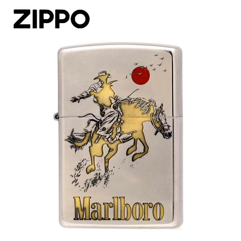 ZIPPO正品打火机/万宝路驯马金冰双色雕刻男士防风DY9912DK【凯亚1