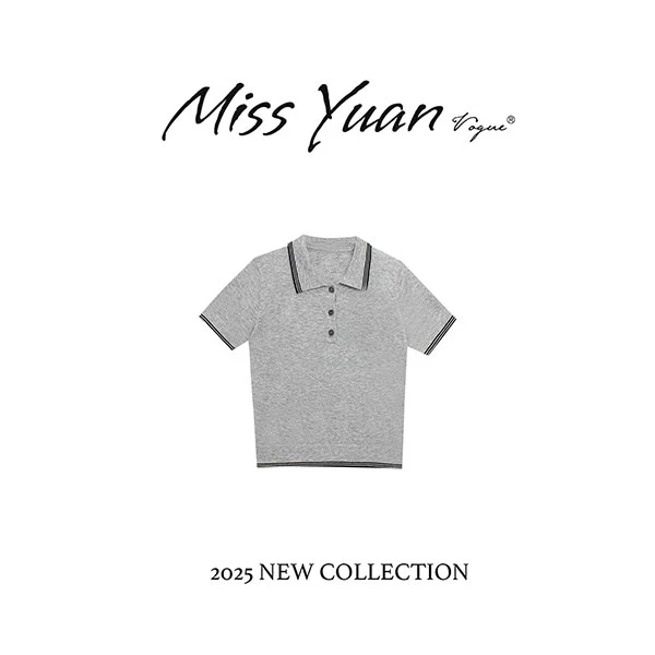 M.Y.媛总 秋季针织衫女轻奢洋气小众圆领短袖上衣1LY2808M