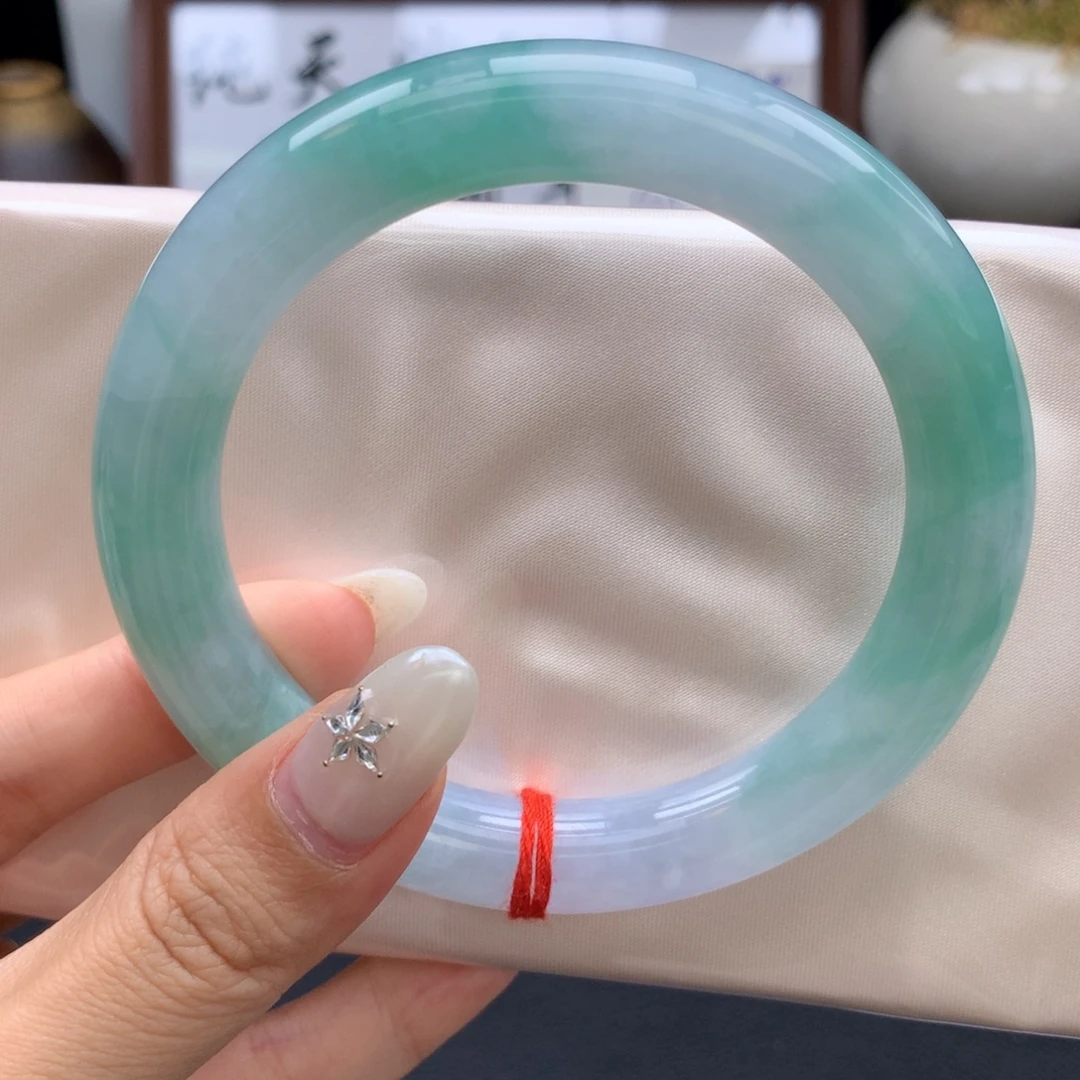 未镶嵌手镯翡翠湖水绿圆条12号