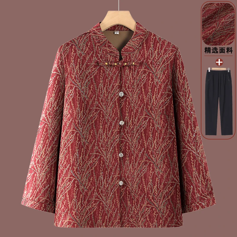 中老年春秋立领衬衫外套女老太太长袖时尚开衫奶奶装洋气百搭衬衣