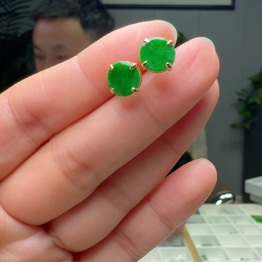 翡翠银S925镶嵌耳饰多样性发货其一