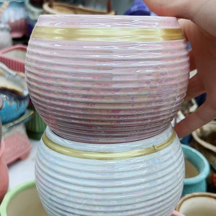 多肉绿植陶瓷花盆9.9包邮，有孔