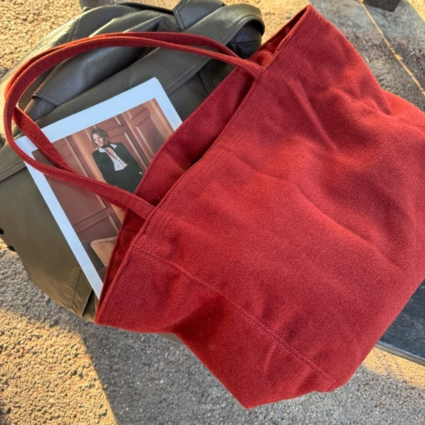 慵懒休闲大容量帆布包绒面新款布袋子购物包日韩百搭通勤单肩包包