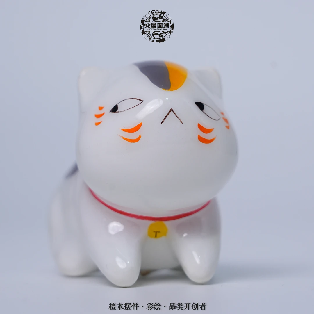 【猫咪老师系列】檀木创意摆件手工绘画原创彩绘猫猫桌面摆件