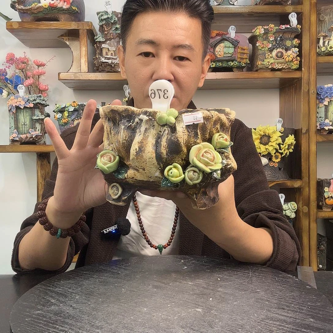 本默花器麦饭石花盆