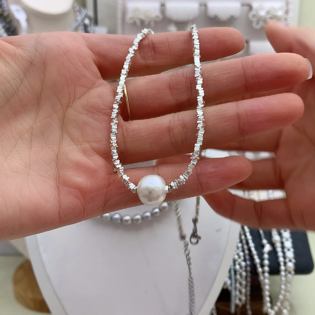 银S925镶嵌耳饰淡水珍珠