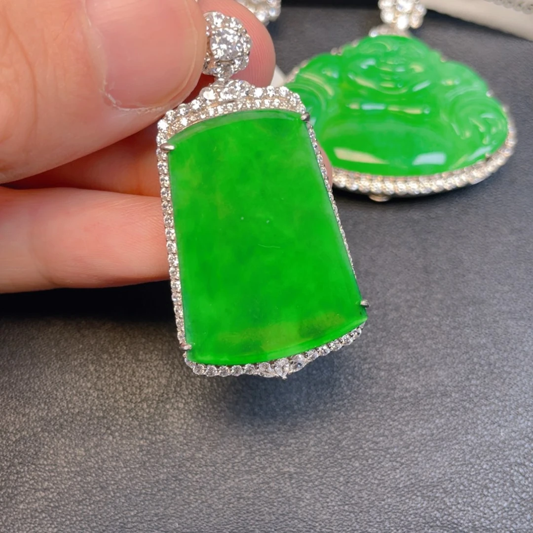 翡翠银S925镶嵌吊坠(不含链)