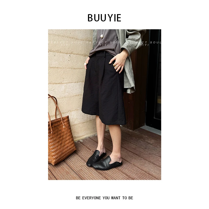 BUUYIE 25SS【浪吾】时尚新款极简休闲百搭五分短裤 250367