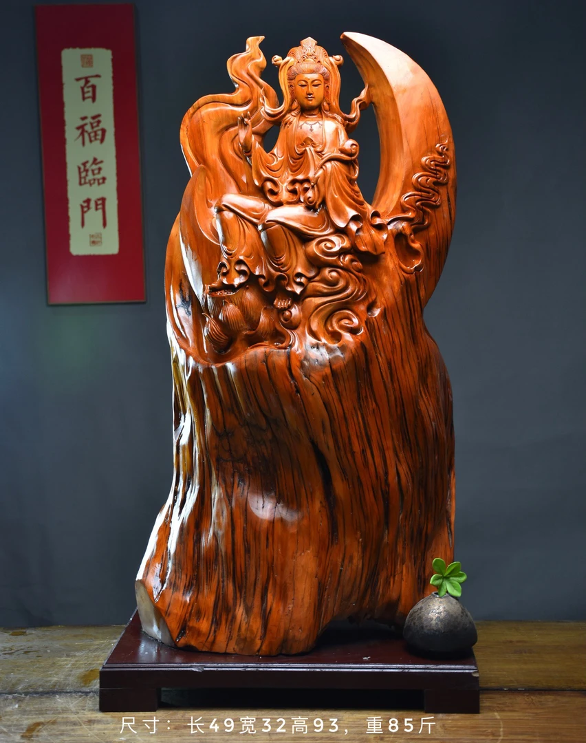 太行崖柏根雕手把工艺品观音雕刻摆件随行摆件工艺品