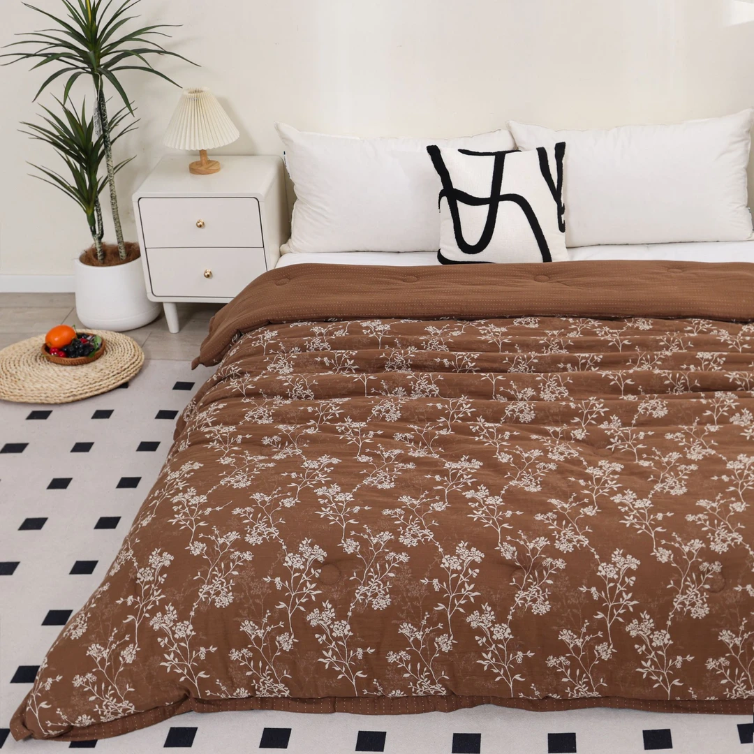 【惊鸿-咖】200*230cm 高端定制色织提花驼绒被冬被