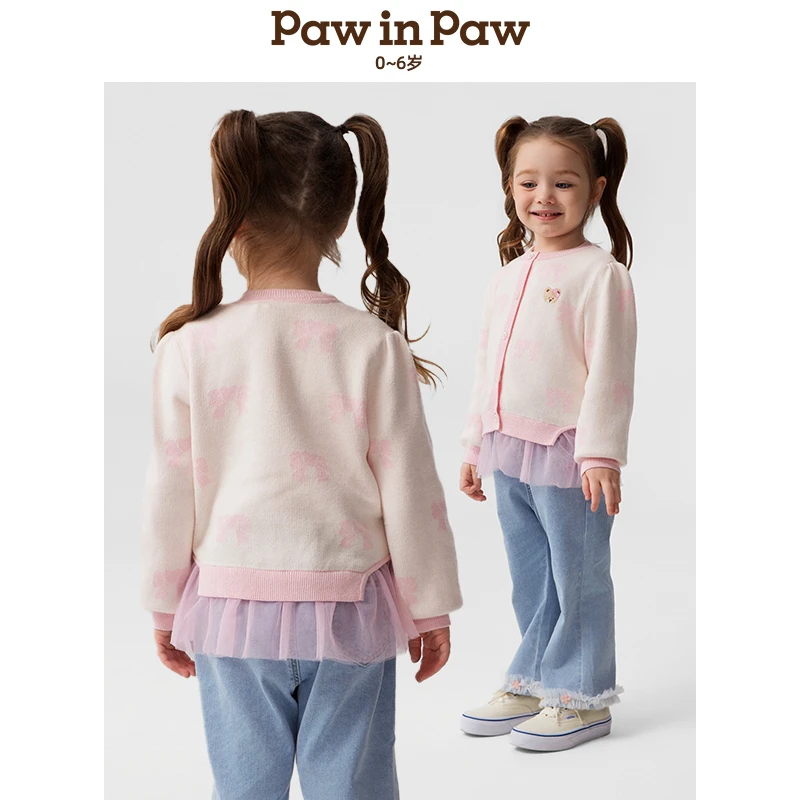 卡通小熊童装25年春夏新款女宝宝毛衣开衫舒适软糯PCCKF2181E