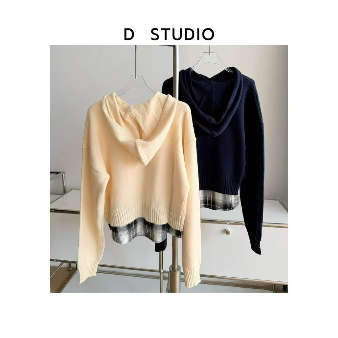 D STUDIO 两色假两件针织上衣 D3548