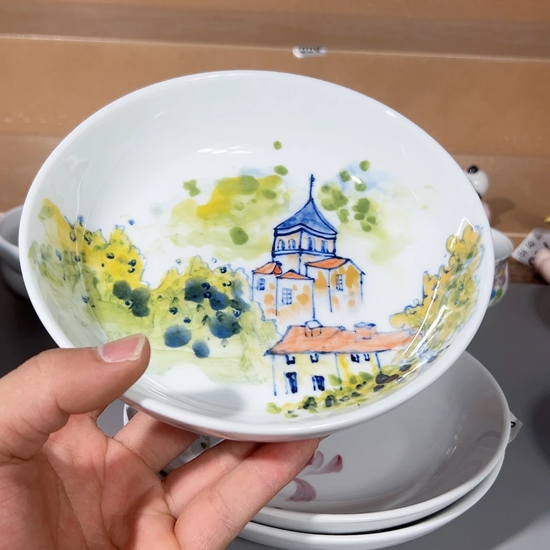 陶瓷高温釉下7寸深盘