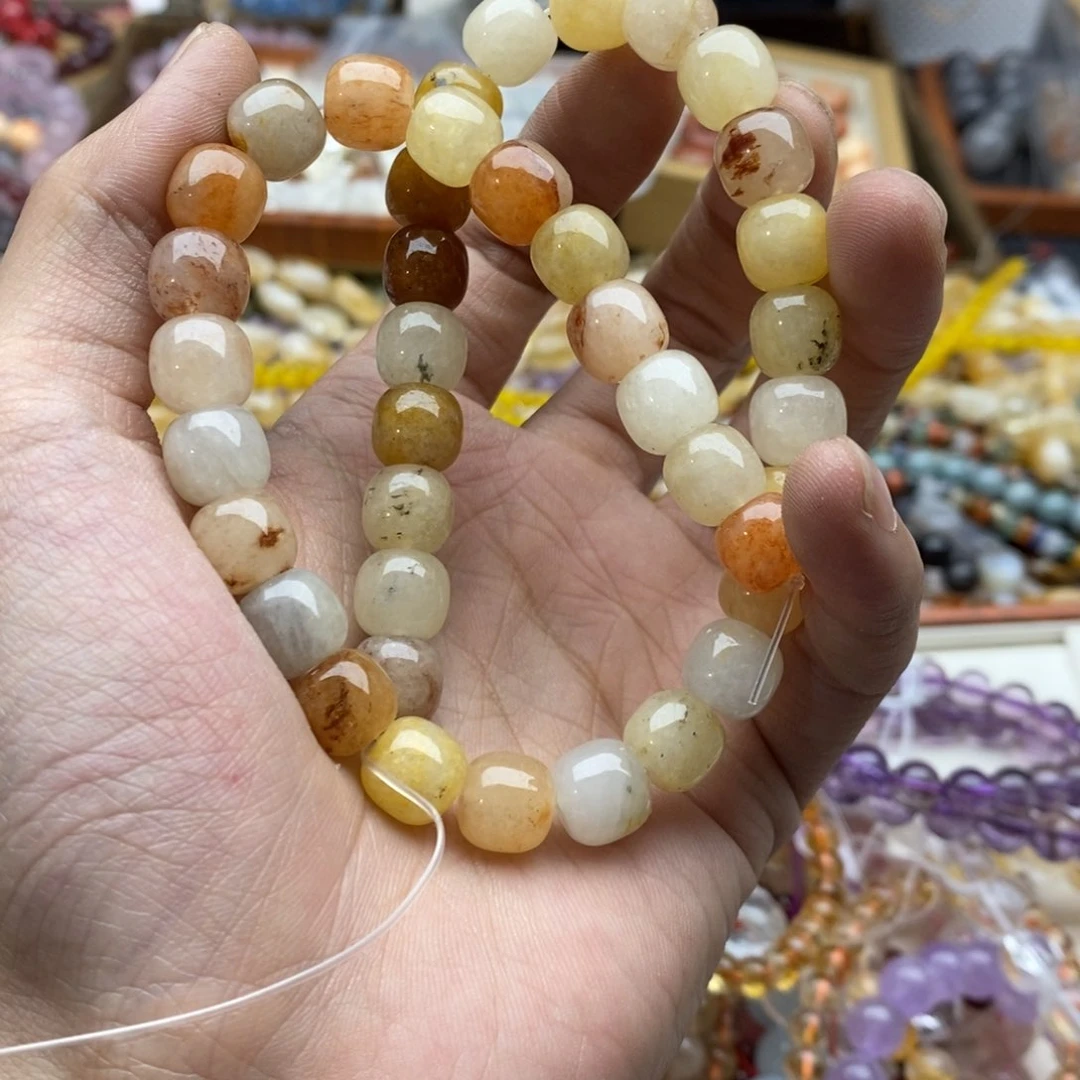 玛瑙/玉髓未镶嵌珠宝半成品一条10mm金丝玉老型E60