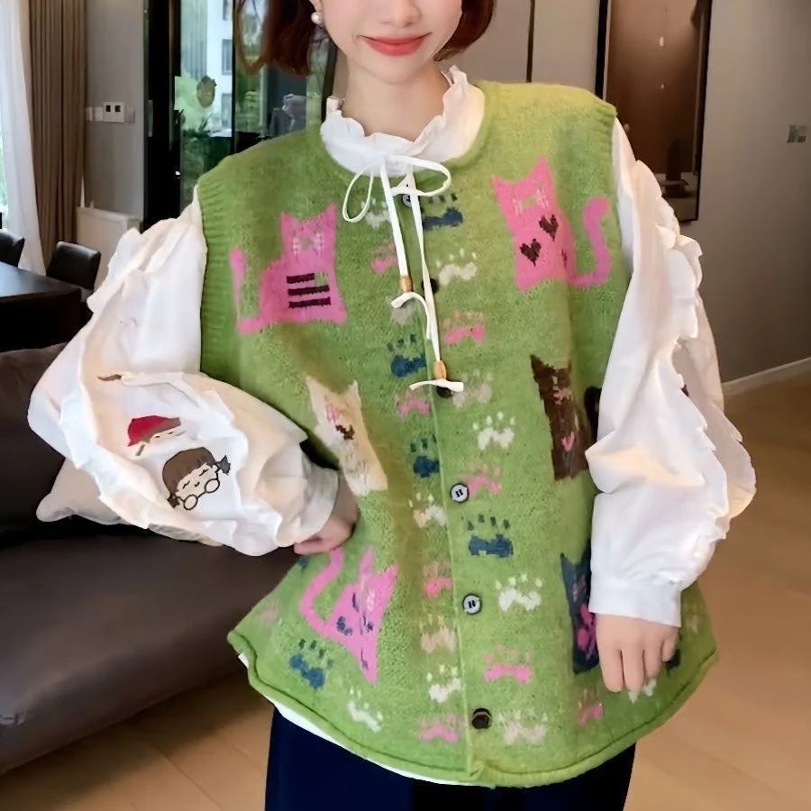 101--150 孤品秋冬款韩版百搭无袖毛衣背心马甲 减龄气质圆领宽松