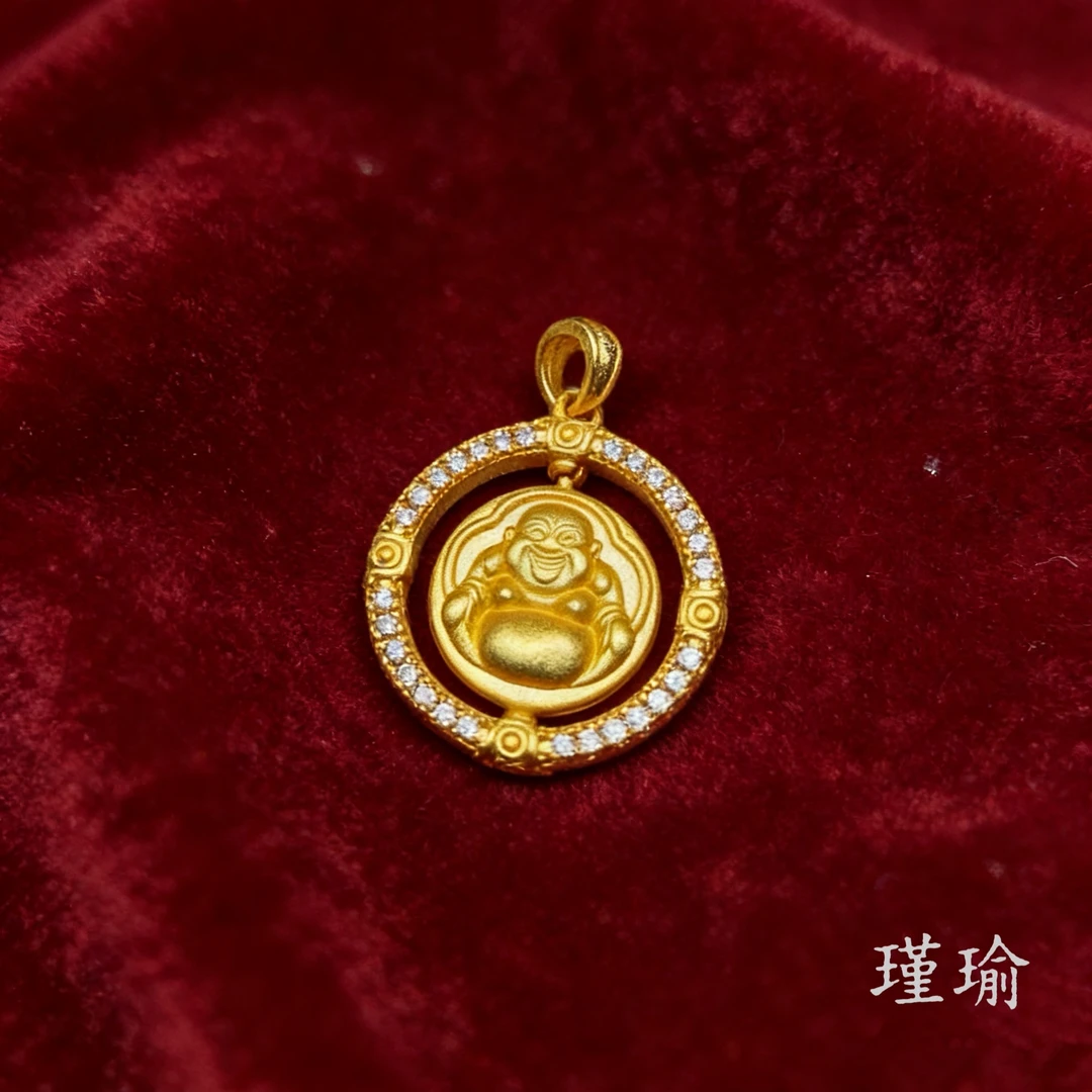 吊坠 爆款K0573经典黄色圆环佛公吊坠多样性发货48058