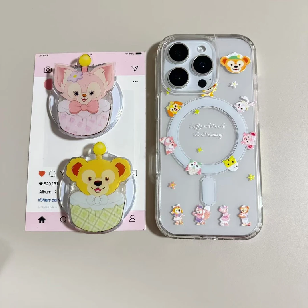 【亚克力磁吸】卡通玲娜贝儿支架透明手机壳适用苹果16/15/14可爱
