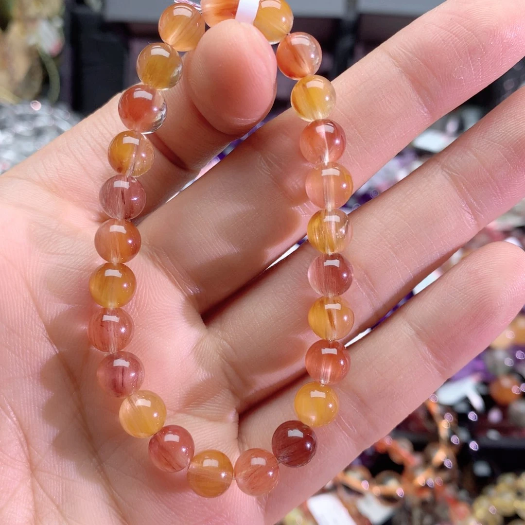 水晶手串未镶嵌天****坨兔毛手链7+