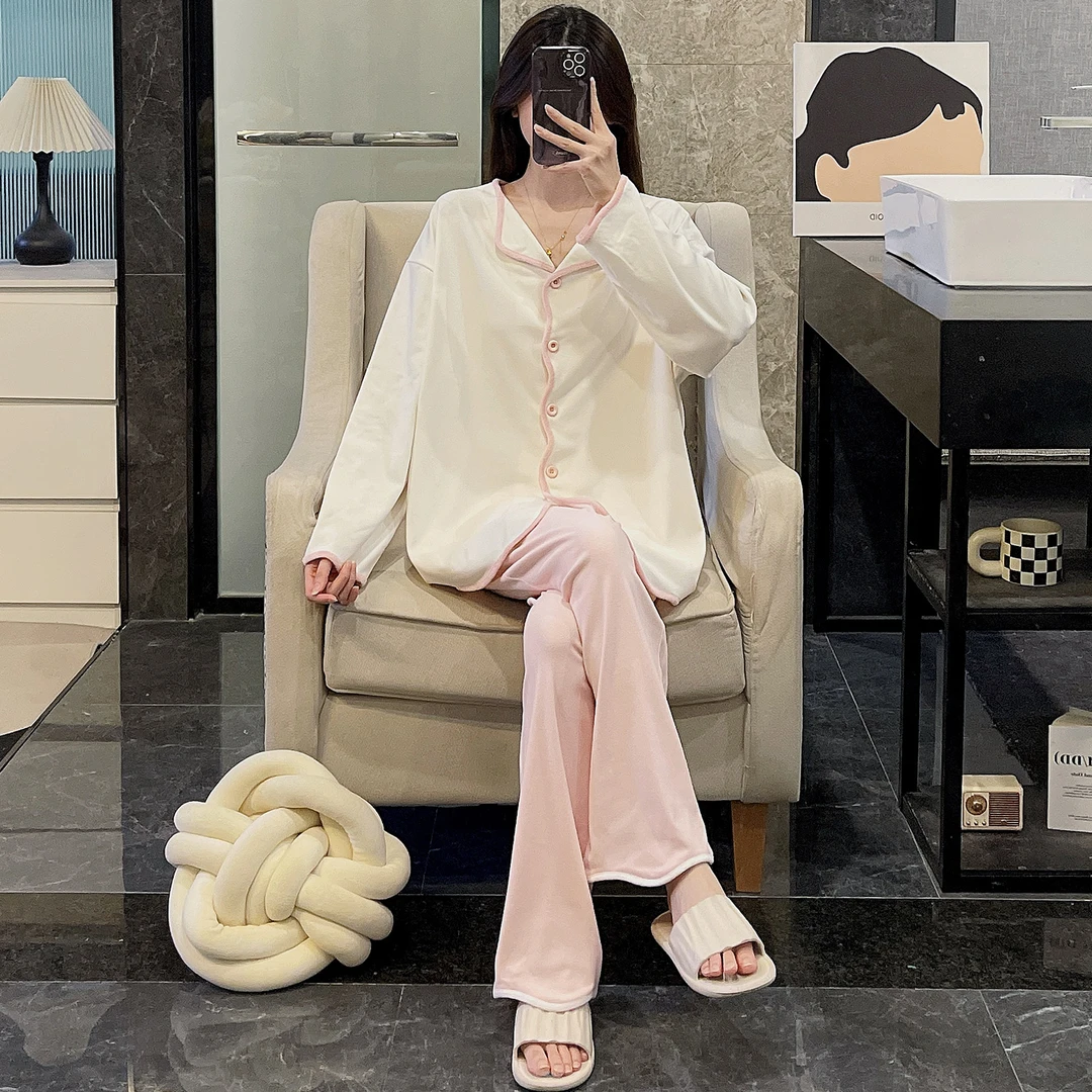 睡衣女春秋季长袖大码德绒2025新款加厚保暖开衫套装可外穿家居服